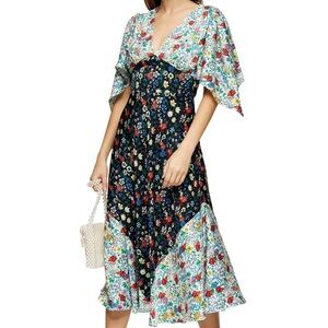 Topshop Floral Print Midi Dress